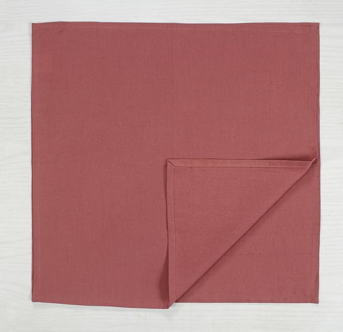 Accent Home 100% Cotton Napkins, Delicate Cloth Napkins for Dinners, Parties and Weddings，18 x 18 Inch Set of 12 - Blush