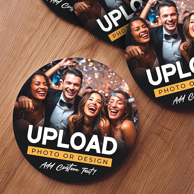 Personalized Drink Coasters, Custom Cardboard Coasters with Photo and Text, Design Your Own Coaster for Events, Parties, Bars, and Unique Gifts, 3.95" Round p (10-Pack)