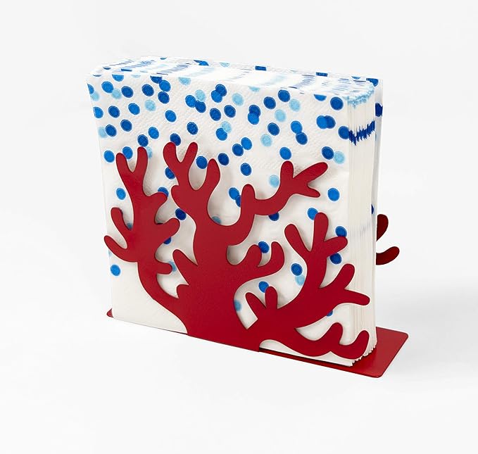 Mango Steam Tabletop Napkin/Tissue & Letter Holder For Home, Kitchen, Restaurants (Coral, Red)