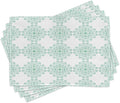 Ambesonne Floral Place Mats Set of 4, Abstract Horizontal Lines Geometric Bold Thin Stripes Ocean Themed Illustration, Washable Fabric Placemats for Dining Table, Standard Size, Seafoam White