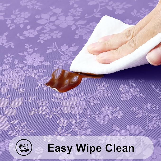 Smiry Rectangle Table Cloth, Waterproof Heavy Duty Vinyl Tablecloths, Wipeable Washable Table Cover for Kitchen and Dining Room (Purple, 60" X 120")