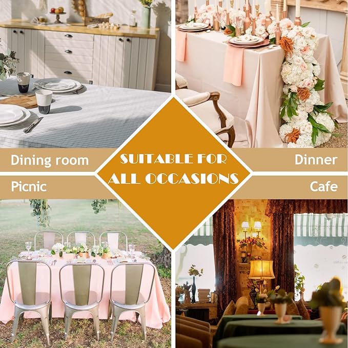 BALCONY & FALCON Table Cloth for 6 Foot Rectangle Tables – Waterproof, Wrinkle-Free Farmhouse Tablecloth for Dining, Kitchen, Wedding, Baby Shower & Spring Holiday Gatherings (Lavender, 55" x 95")