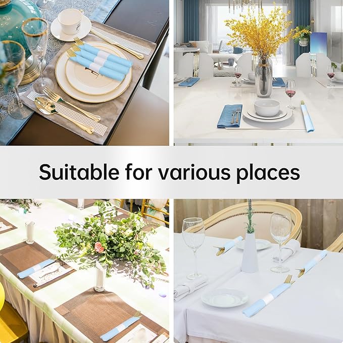 Germiwipe Napkin Band Pack of 2,500,Napkin Rings Self Adhesive,Silverware Wraps Bands (White, 2500pcs)