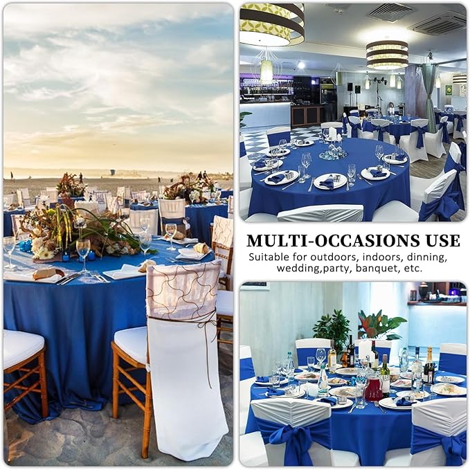 8 Pack Royal Blue Round Tablecloth 90 Inch Stain and Wrinkle Resistant Round Royal Blue Table Cloth Reusable and Washable Polyester Fabric Table Covers for Buffet Wedding Party and Banquet