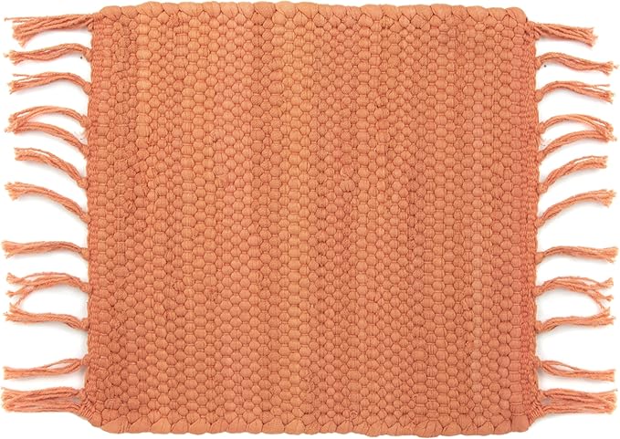 PILLOWPIA Handcrafted Chindi Rag Rug Hot Pad – 100% Cotton, Handwoven, Colorful & Eco-Friendly | Boho Kitchen Accessory for Table, Counter, or Serving Use - Pottery