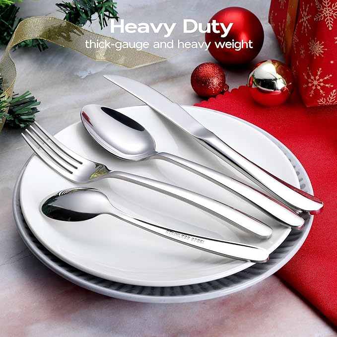 Onader 40 Piece Heavy Duty Silverware, Flatware Set for 8, Stainless Steel Cutlery Set