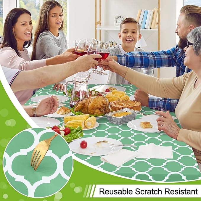 Smiry Rectangle Table Cloth, Waterproof Vinyl Tablecloth with Flannel Backing for Rectangle Tables, Wipeable Spillproof Plastic Tablecloths for Dining, Camping and Indoor (54"x78", Sage Green)