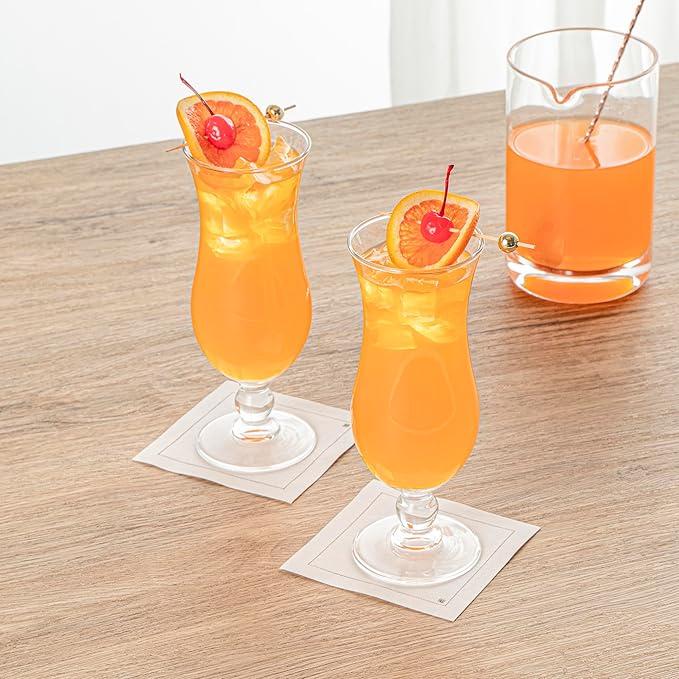 Vetri 15.5 Ounce Party Glasses, 6 Dishwashable Pina Colada Glasses - No Lead, Durable, Clear Glass Tulip Drinking Cups For Tropical Cocktails, For Alcoholic And No-Alcoholic Drinks - Restaurantware