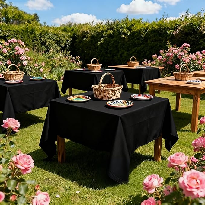 8 Pack Black Square Tablecloth 60x60 Washable Polyester Table Cloth for Square or Round Tables, Wrinkle Resistant Fabric Decorative Covers for Dining Party Banquet Buffet and Wedding