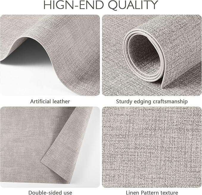 Faux Leather Placemats Set of 8 Washable PU Table mats for Kitchen Table - Heat Resistant, Waterproof, Easy Clean, Anti Slip 11.8" x 17" (Beige-8 Pack)