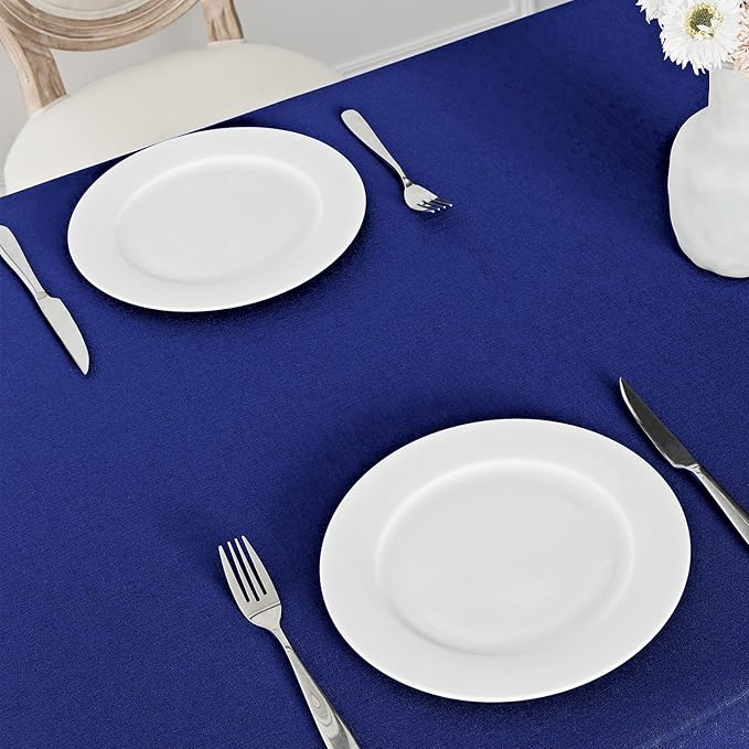 Rectangle Tablecloth Waterproof 60x120 inch Linen Textured Table Cloth Stain and Wrinkle Resistant Washable, Decorative Fabric Table Cover for Dining, Party and Camping, Royal Blue