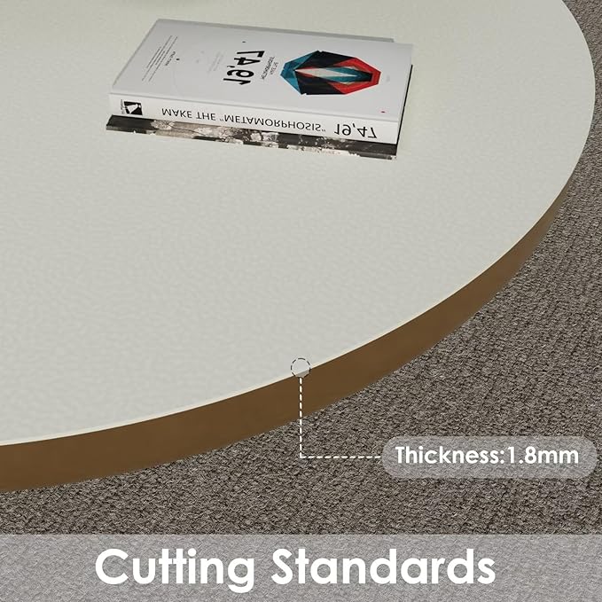 Round Table Pad, 1.8mm Thick, 30 Inch Diameter, Leather Table Cover and Protector for Dining Table Top (White+White)