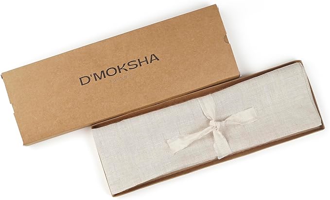 D'Moksha Homes Linen Light Natural Table Runner 72 Inches Long - 100% Pure Linen 14 x 72 Inch Table Runner for Dining, Valentines, Spring, Easter - Machine Washable