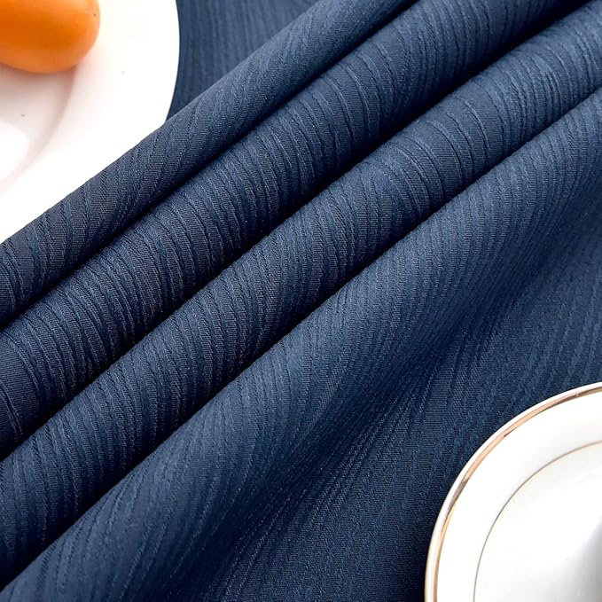 maxmill Jacquard Round Table Cloth Swirl Pattern Waterproof Antiwrinkle Heavy Weight Soft Tablecloths for Circular Table Cover and Kitchen Dinning Tabletop Decoration Round 70 Inch Navy Blue