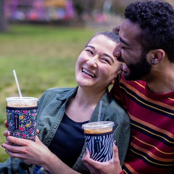 Sok It JavaSok Iced Coffee & Cold Soda Insulated Neoprene Cup Sleeve (Checkin' It Twice, Large: 30-32oz)