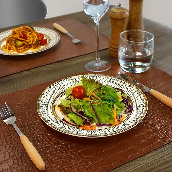 Set of 8 Faux Leather Placemats, PU Table Mats, Waterproof, Stain Resistant, Heat Resistant, Easy to Clean for Kitchen Dining Table,Conference Table