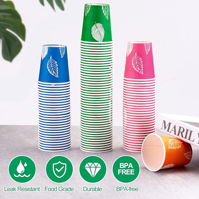 500 Pack 5oz Disposable Paper Cups, Small Disposable Cups, Colorful Small Mouthwash Cups, Mini Paper Cups for Parties, Picnics, Barbecues, Travel and Events