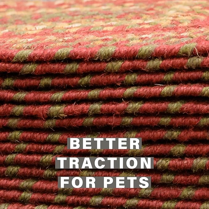 Homespice Cider Barn Jute Braided Stair Treads, Country Primitive Decor, Set of 13, Red 8x28 Oval Rug for Stairs - Easy to Clean, Tightly Stitched and Durable