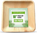 Palm Leaf Plates 10 Inch (50-Pack), Square Bamboo Plates Disposable, Heavy Duty Compostable & Biodegradable Wooden Plates for Party, Catering Events, Weddings, & Dinnerware