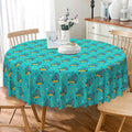 Laeacco 60 Inch Geometric Round Tablecloth Turquoise Triangle Pattern Modern Abstract Art Print Table Cloth Washable Waterproof Wrinkle Free Table Cover for Kitchen Dining Picnic Party Decoration