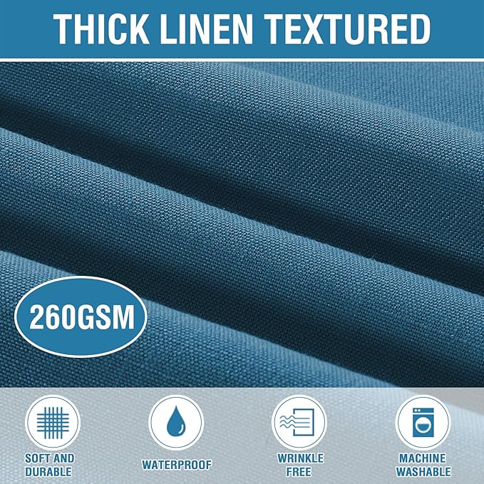 H.VERSAILTEX Linen Textured Table Cloths 60 x 84 Inch Premium Solid Tablecloth Spill-Proof Waterproof Table Cover for Dining Buffet Feature Extra Soft and Thick Fabric Wrinkle Free, Ink Blue
