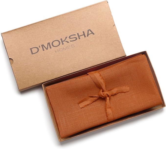 D'Moksha Homes Rust Linen Napkins 18 x 18 Inch - 100% Pure Linen Cloth Washable Dinner Napkins Set of 8 for Spring, Easter