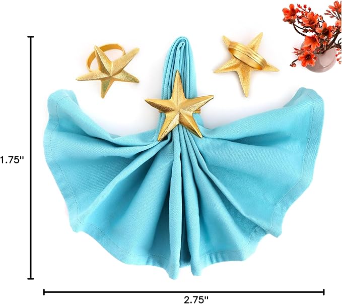 ALPHA Living HOME Napkin Rings Set of 12, Star Shaped Napkin Holder, Metal Serviette Rings, Gold Napkin Rings, Farmhouse Table Accessories for Dining Table, Weddings, Parties & Home Décor, Durable