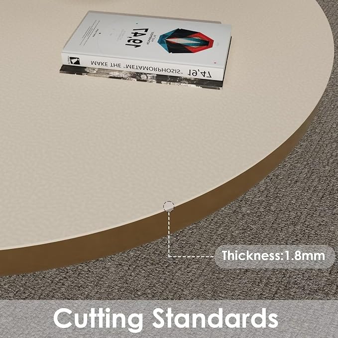 Small Round Table Cover - Can Be Used On Both Sides Waterproof and Easy to Clean Good Flatness Used for Coffee Table Dining Table(Light Beige+Light Gray Dia.24Inch)