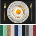 Cloth Placemats Set of 4, Cotton Linen Blend Machine Washable Double Layered Durable Place Mats Heat Resistant Placemats Wrinkle Free Thick Fabric Dining Table Mats (Black, 4)