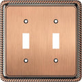 Henne Bery Rope Edge Decorative Wall Plate Switch Plate Outlet Cover (Double Toggle, Antique Copper)