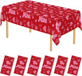 QZYL 6 Pcs Valentines Tablecloth, 54" X 108" Pink Love Heart Plastic Table Cover, Valentines Disposable Rectangle Table Cloth, Valentine's Decorations for Love Wedding Engagement Anniversary Party