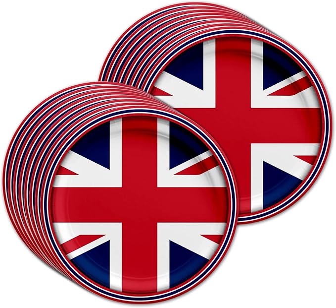 Britain UK England British Flag Birthday Party Supplies Set Plates Napkins Cups Tableware Kit for 16