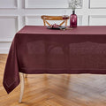 Solino Home Linen Burgundy Tablecloth 60 x 90 Inch - Classic Hemstitch, 100% Pure Linen Rectangular Tablecloth - Machine Washable Table Cloth for Valentines, Winter