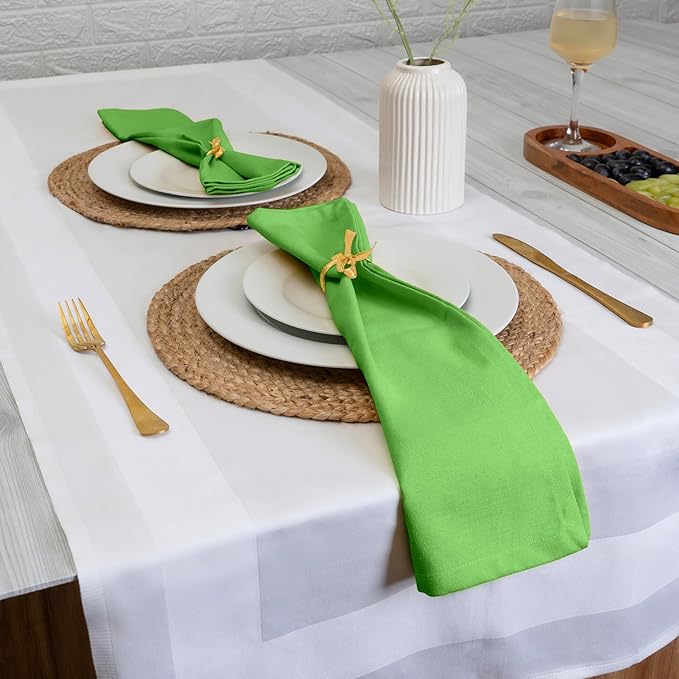 Blue Needles Solid Cloth Napkins Set of 12 Apple Green 100% Cotton Dinner Napkins 18x18 inches, Soft, Reusable, Absorbent, Washable Linen, Ideal for Wedding Events, Parties & Everyday Use