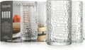 Glaver's Highball Drinking Glasses, Set of 4 Clear 15 Ounce Patent Crackle Design Textured Drinking Glasses Heavy Duty premium Glassware for Everyday Home, Bar use