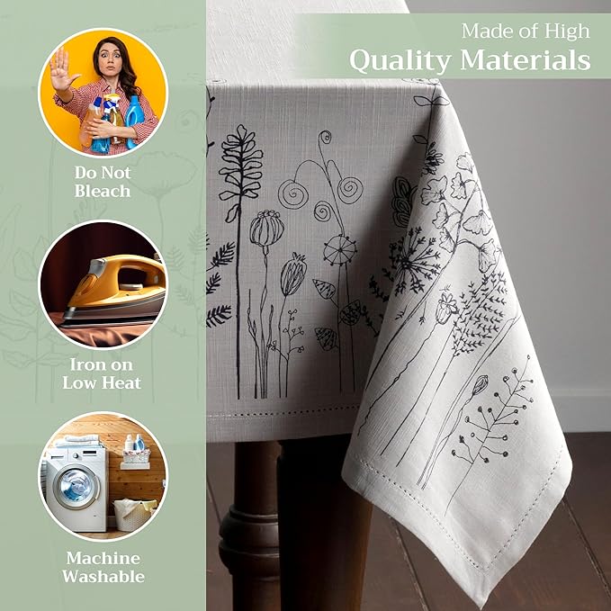 Maison d' Hermine Table Cloth Rectangle Table 100% Cotton 54 x 72 Inches Tablecloth Reusable Decorative for Dining Room Farmhouse Home Valentines Day Decorations Spring Summer - Flore