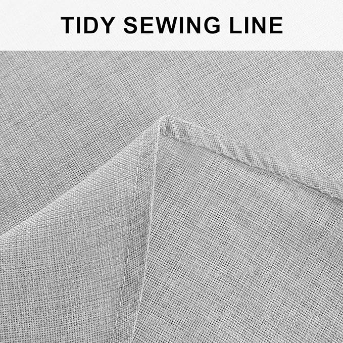 Hiasan Round Linen Tablecloth 108 Inch - Wrinkle and Stain Resistant Washable Polyester Fabric Table Cloth for Dining Room Kitchen Party, Light Grey
