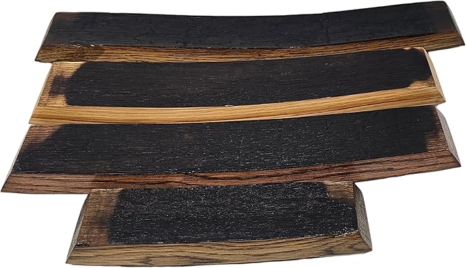 Barrel Stave Premium 4 Glass Whiskey Flight Serving Tray No Glasses Included, Natural