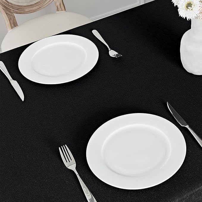 Rectangle Tablecloth Waterproof 60x144 inch Linen Textured Table Cloth Stain and Wrinkle Resistant Washable, Decorative Fabric Table Cover for Dining, Party and Camping, Black