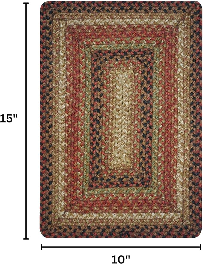 Homespice Gingerbread Premium Jute Braided Placemat Set of 4-10x15 Rectangular Multi Color Reversible, Natural Jute Yarn Rustic, Country, Primitive, Farmhouse Style