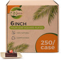 Raj Palm Leaf Plates Bulk [50-Pack] 6" Square Plates(5 CASES - 250 PACK) like Bamboo plates Disposable, Strong, Decorative Compostable Tableware for weddings, Lunch, Dinner, Birthday,Outdoor