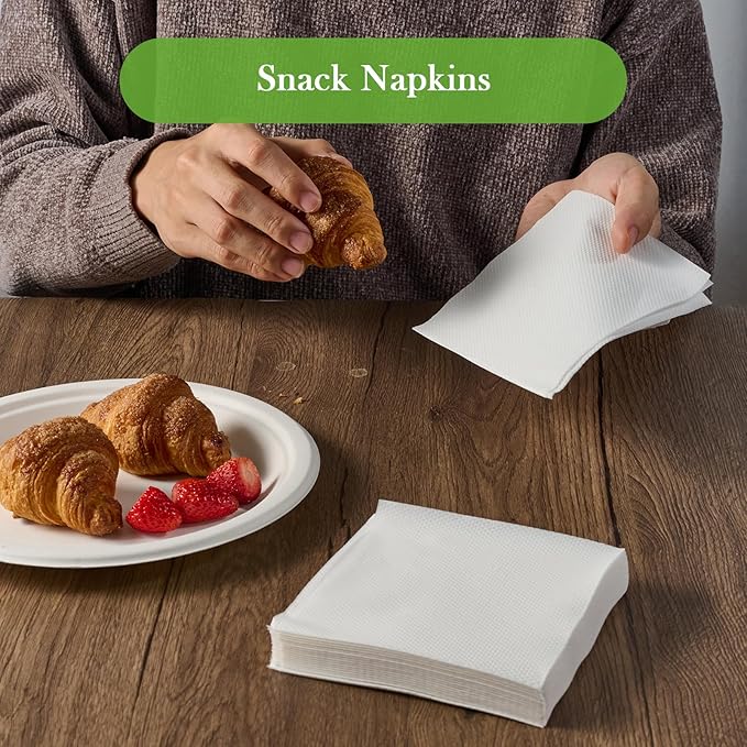 ECOLipak Lunch Napkins Bulk, 2000 Count Everyday Paper Napkins, 4.9×4.9 Inch Folded, 2-Ply Soft And Absorbent for Dinner, Gathering, Bar, Restaurants(9.8×9.8 Inch Unfolded)