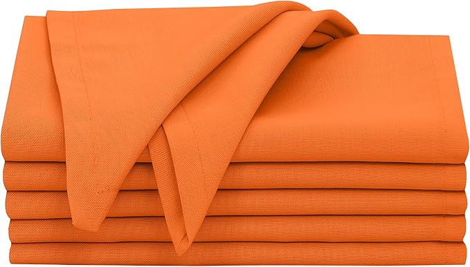 Ruvanti Cloth Napkins Set of 6, 18x18 Inches, 100% Cotton, Washable, Soft & Absorbent, Perfect for Wedding, Christmas, ‎Thanksgiving Dinners - Orange Peel