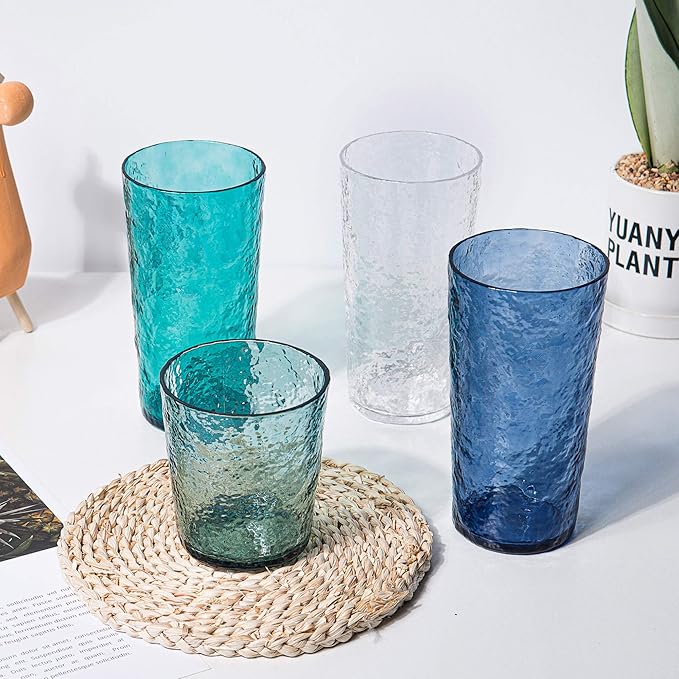 KX-WARE 18-ounce Acrylic Highball Glasses Plastic Tumbler, set of 6 Blue