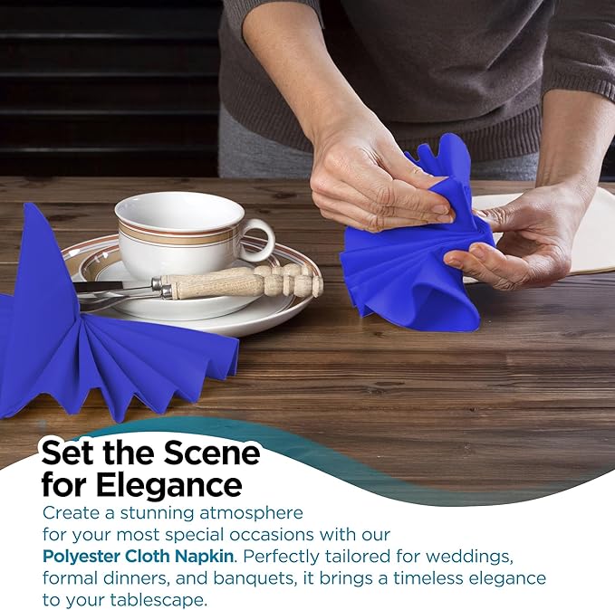 Polyester Cloth Napkins - Washable Soft Table Linens - Durable & Elegant for Dining, Restaurants, Weddings, Events, Rentals, Banquets, & Parties - Premium Quality Set of 250, Royal Blue, 20"x20"