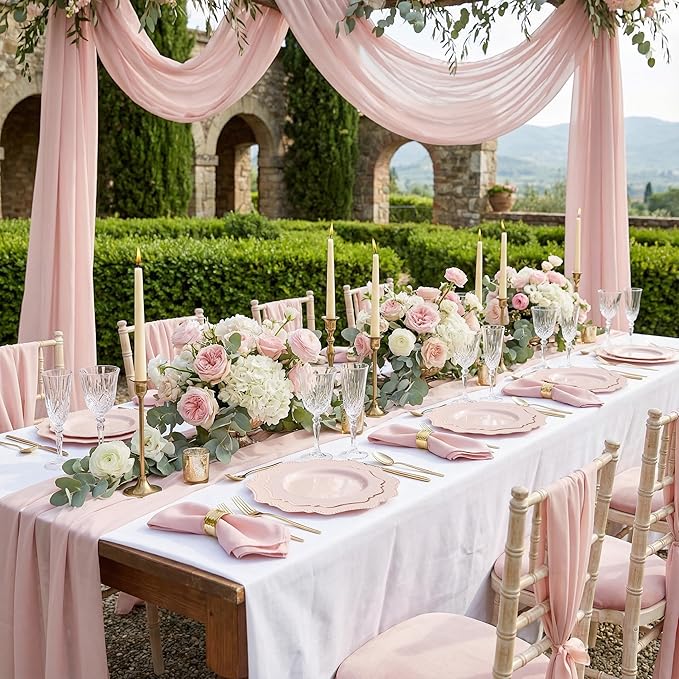 COLOSUS 60 Pack Pink Plastic Plates Set for 30 Guest,Pink Party Plates,Heavy Duty Pink Plates,include 30 Dinner plates& 30 Salad/Dessert plates for Party,Spring,Wedding,Birthday,Valentines,Easter Day