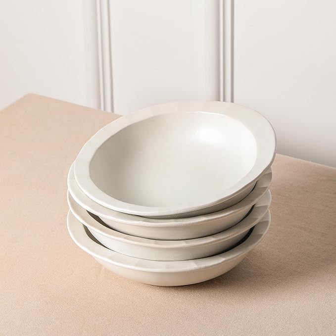 Stone Lain Oasis Stoneware 24 Piece Dinnerware Set, Home Kitchen Dish Set with Dinner Plates, Salad Plates & Bowls - Service for 8, White