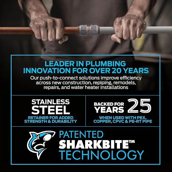 SharkBite Max 1/2 x 1/2 Inch MIP Angle Stop Valve, Quarter Turn, Push to Connect Brass Plumbing Fitting, Brushed Nickel Finish, PEX Pipe, Copper, CPVC, PE-RT, HDPE, UR24946
