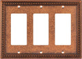 Henne Bery Raised Pearls Decorative Wall Plate Switch Plate Outlet Cover (Triple Decorator, Sponged Copper)