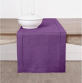 Solino Home Linen Purple Table Runner 36 Inches - Classic Hemstitch, 100% Pure Linen Coffee Table Runner 14 x 36 Inch Ideal for Dresser Tables - Winter, Spring, Easter, Valentines